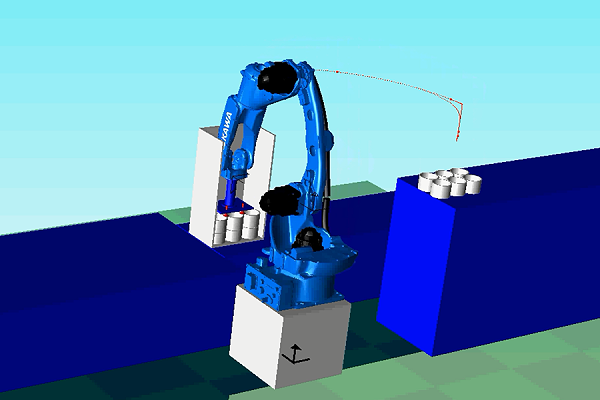 安川机器人在仿真软件制作出的动画抓拍图